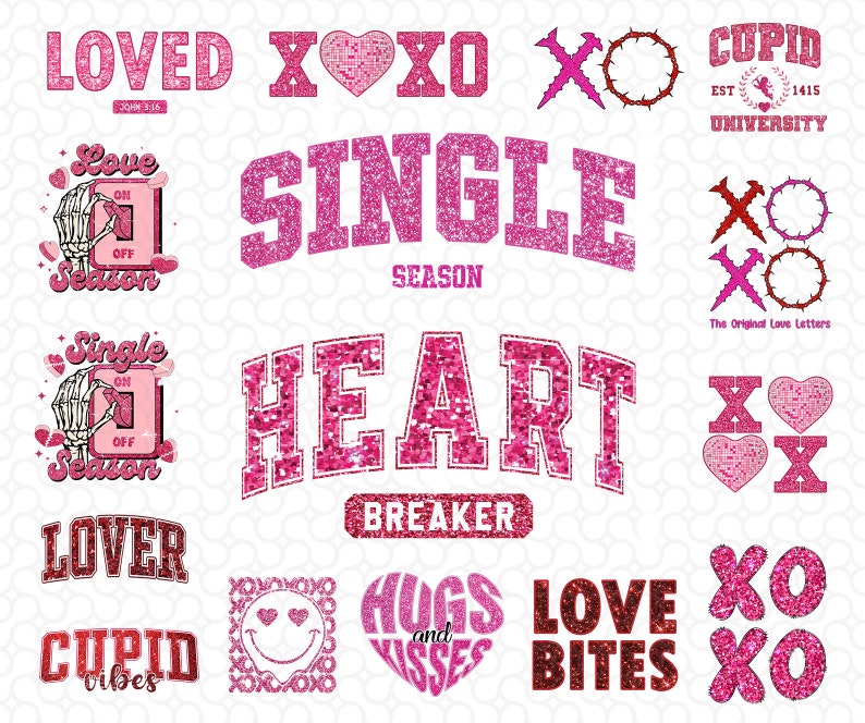 Xoxo Sparkly Faux Sequins Valentines Png Bundle Png Vibes