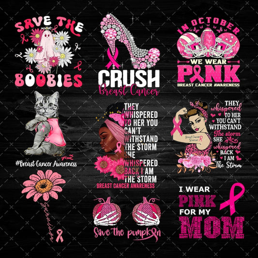9 Breast Cancer PNG Bundle