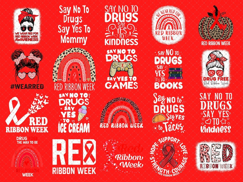 Red Ribbon Week Png Bundle