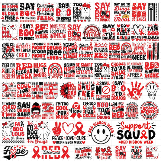 Red Ribbon Week SVG Bundle 20+ Designs