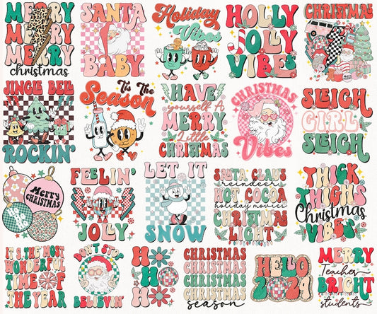 Retro Christmas png Bundle