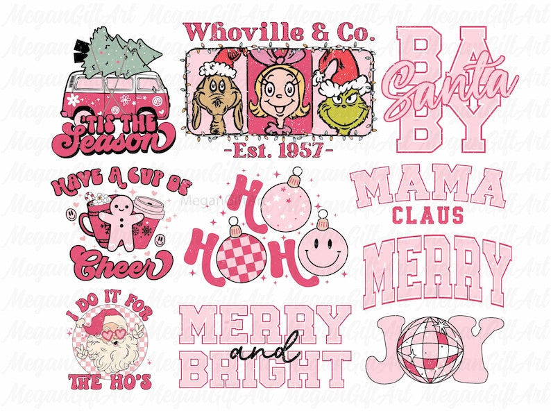 Retro Christmas png Bundle