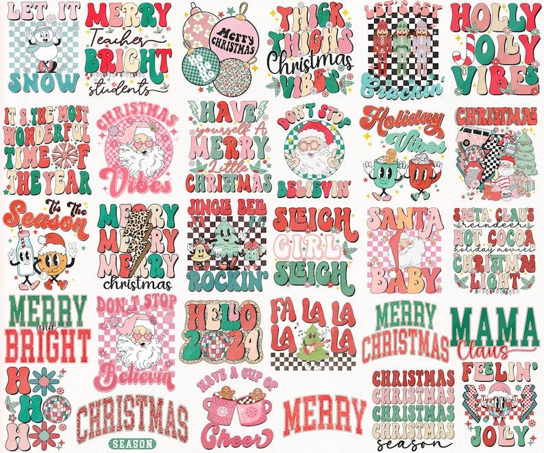 Retro Christmas png Bundle