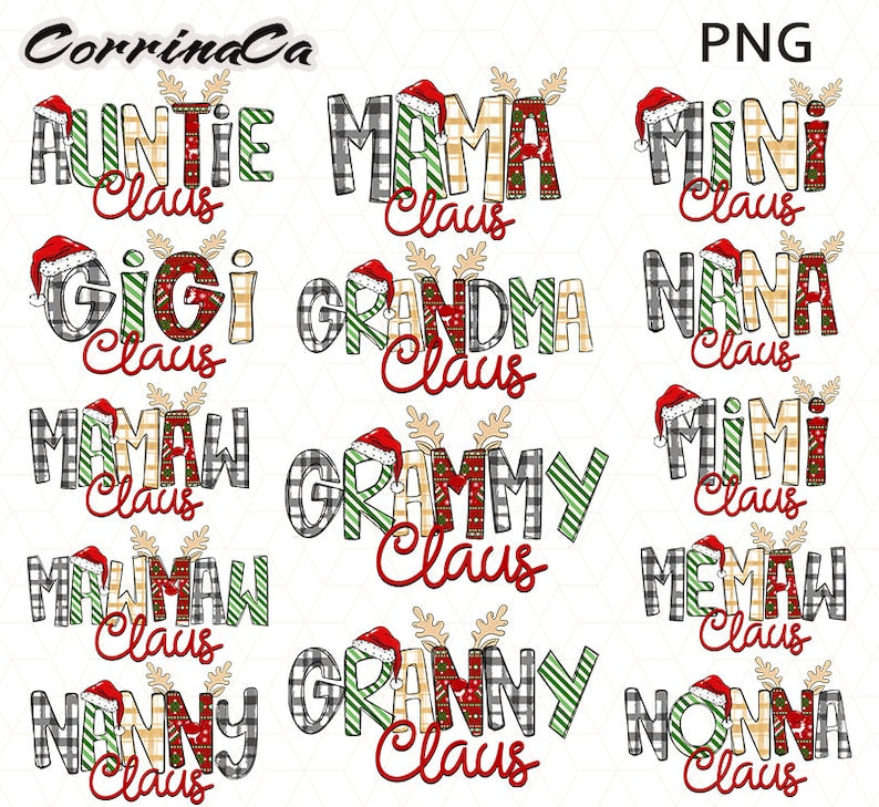 Bundle Mama Claus Sublimation PNG