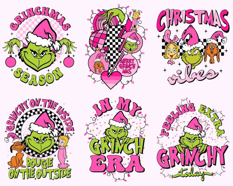 Retro Pink Christmas PNG Bundle