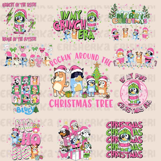 10+ Pink Bluey Dog & Christmas Png Bundle