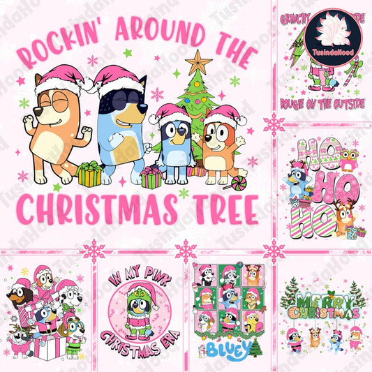 10+ Pink Bluey Dog & Christmas Png Bundle