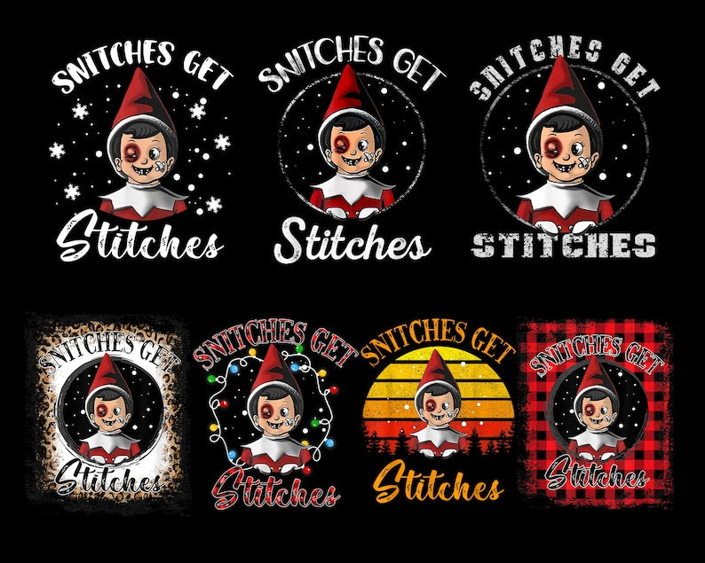 Snitches Get Stitches Funny Christmas Png