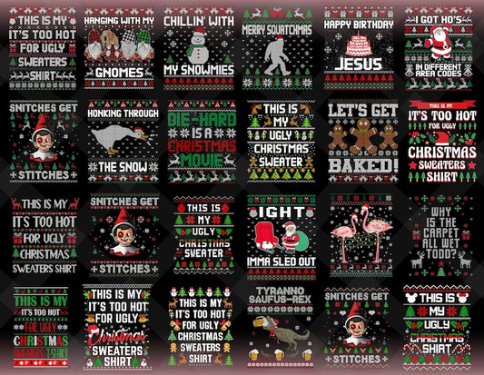 30+ Designs Ugly Christmas Sweaters Png Bundle