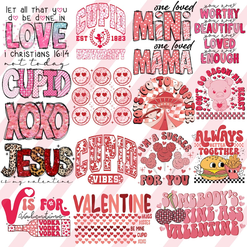 Retro Valentines PNG Bundle