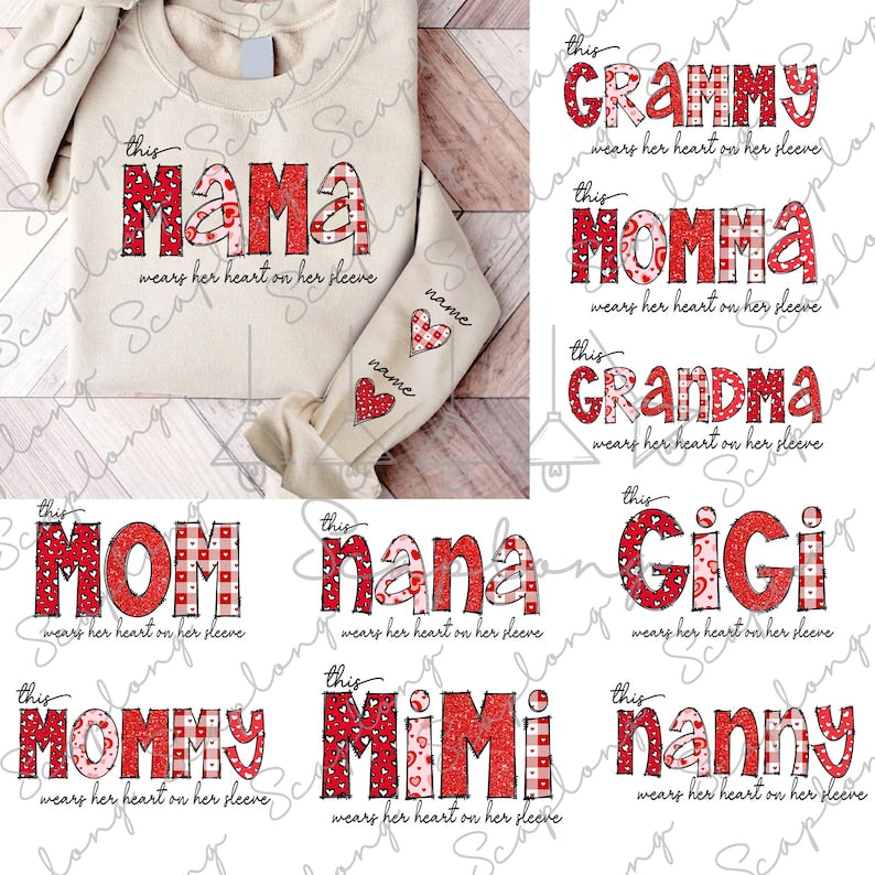 This Mama Wears Her Heart on Her Sleeve Png Bundle