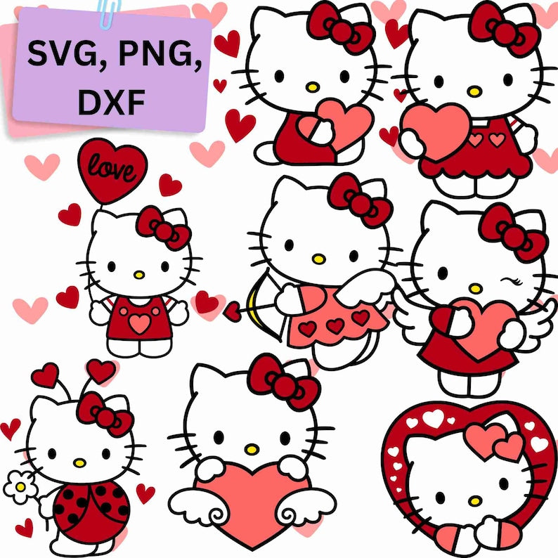 Valentine's Day H K Kitty SVG