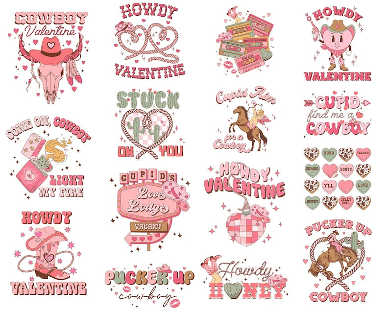 Retro Western Valentines Png Bundle