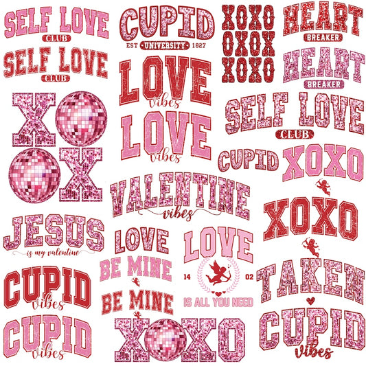 XOXO Sparkly Faux Sequins Valentines Png