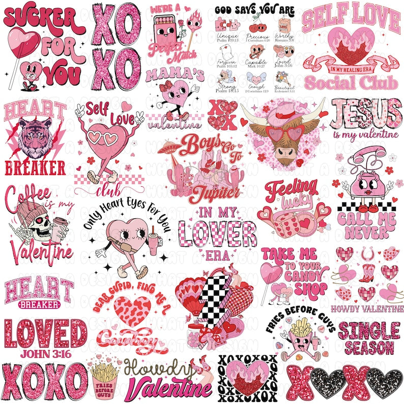 Retro Valentine Png Bundle