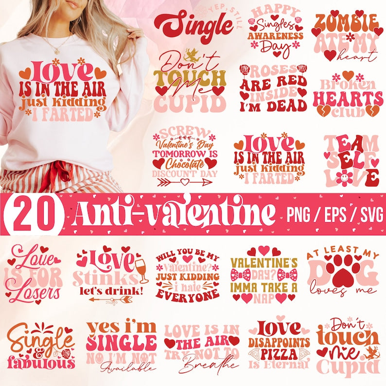 Anti Valentine Svg Png Bundle