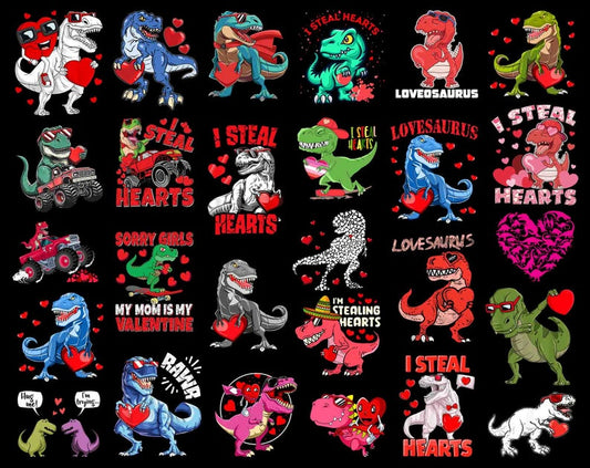 Dinosaur Valentine Png Bundle