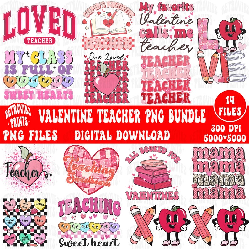 Teacher Valentine Png Bundle