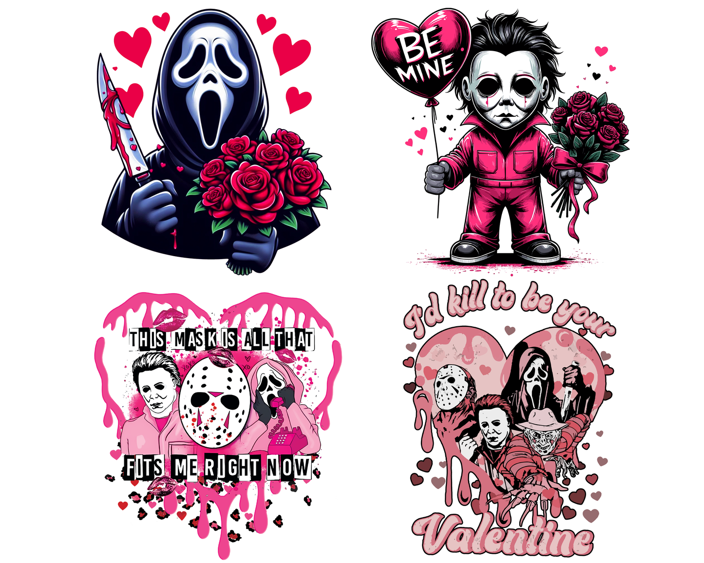 Ghostface Valentine with flowers Scream Valentine PNG