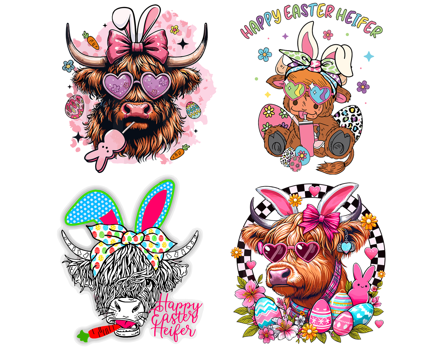 Easter Highland Cow PNG