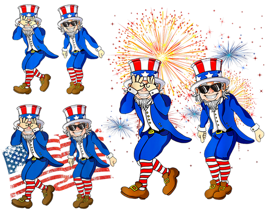 Uncle Sam Griddy Dance Funny 4th of July Png