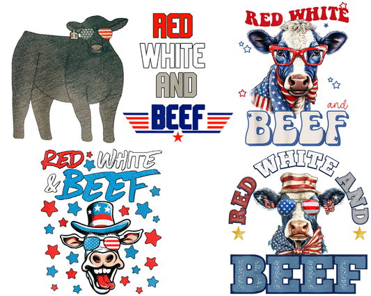 Red White And Beef Cattle Patriotic 4th Of July PNG