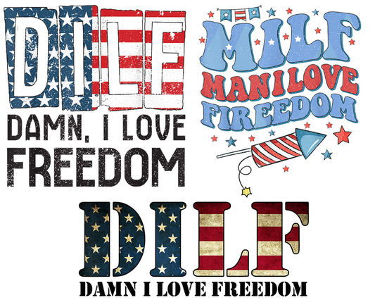 Dilf Damn I love Freedom PNG