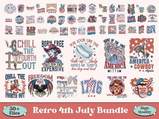 50+ Retro 4th of July PNG Bundle