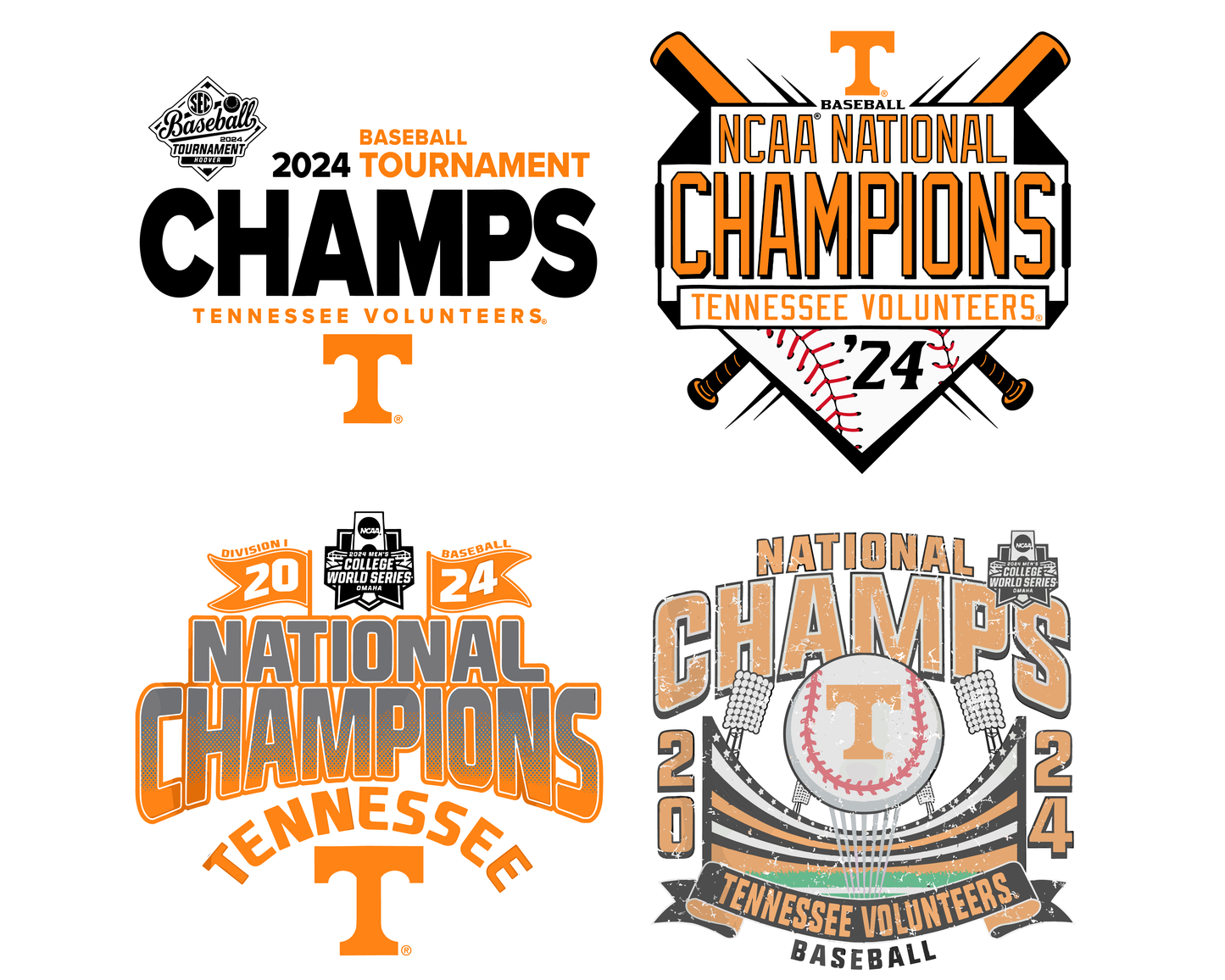 Tennessee Baseball Championship PNG 2024