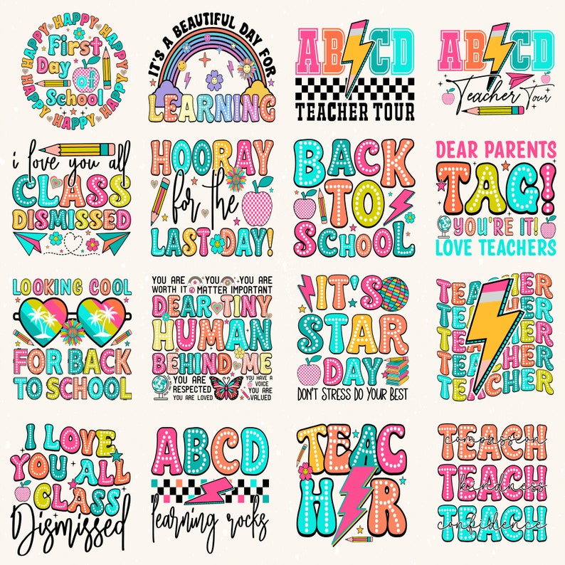 Retro Back to School Png Bundle