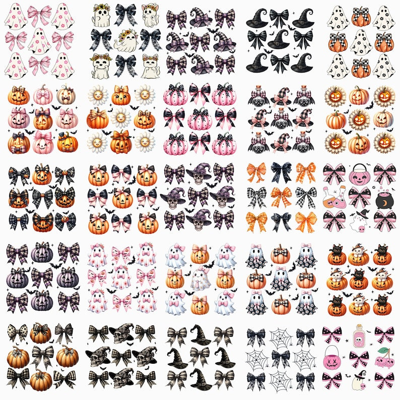 25+ Coquette Bow Halloween PNG