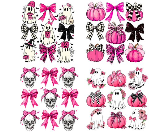 Pink Halloween Coquette Bows PNG