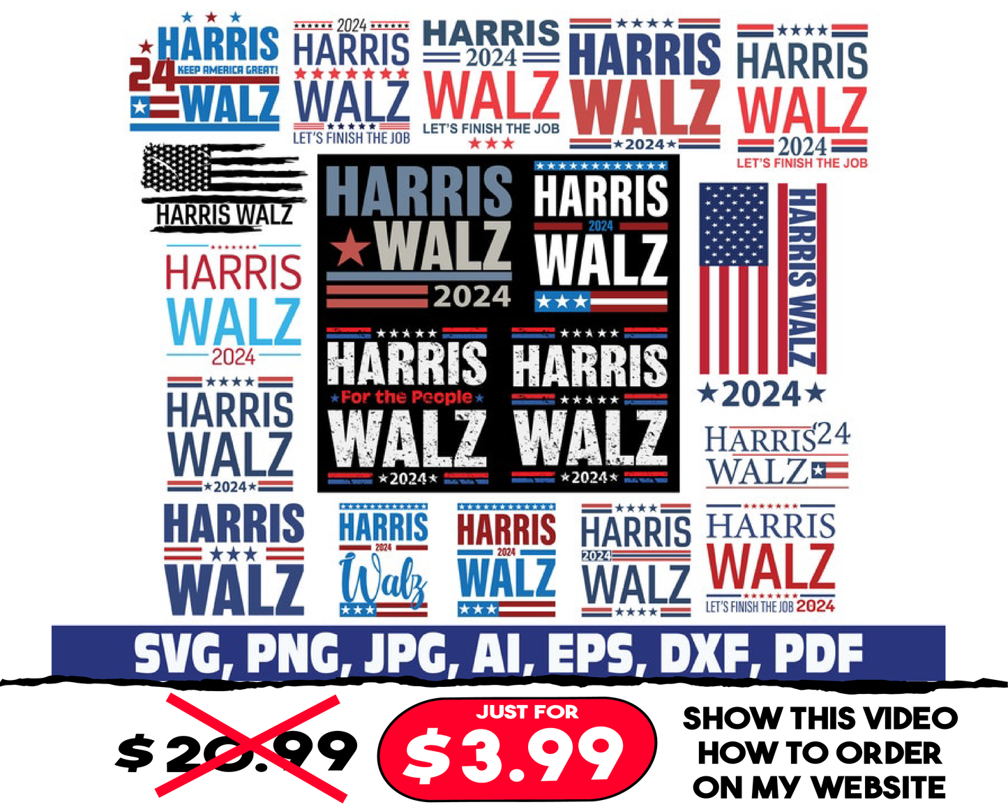 Kamala Harris Walz PNG svg