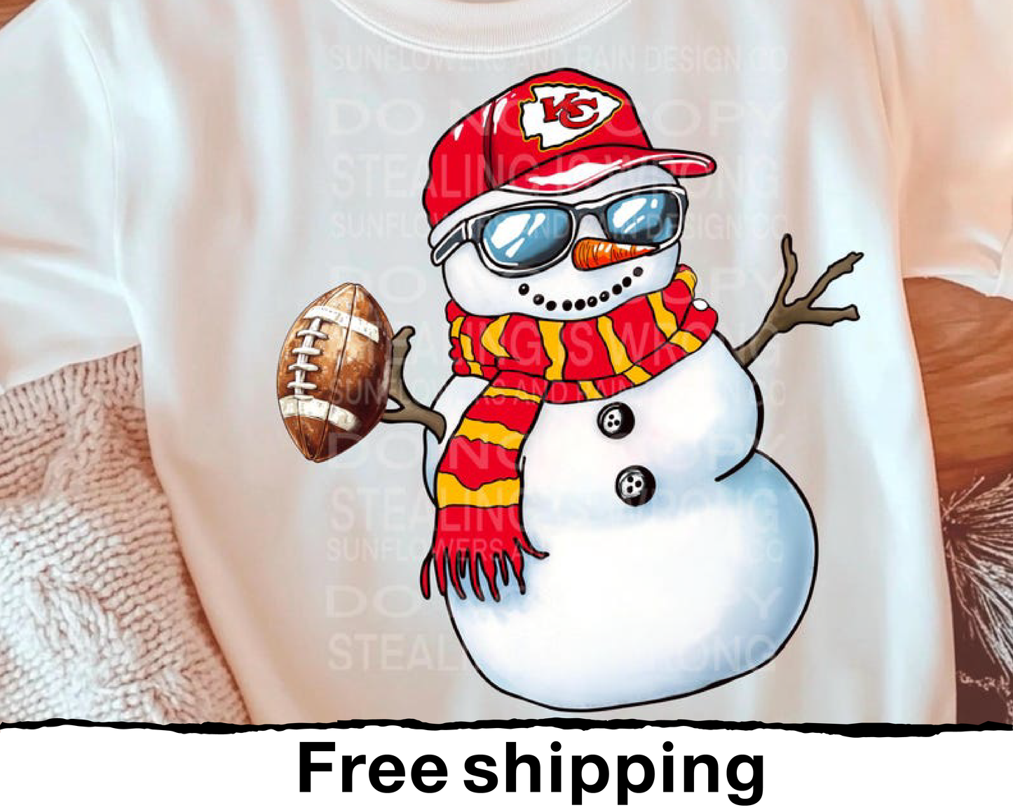 Chiefs Christmas snowman football Sweater