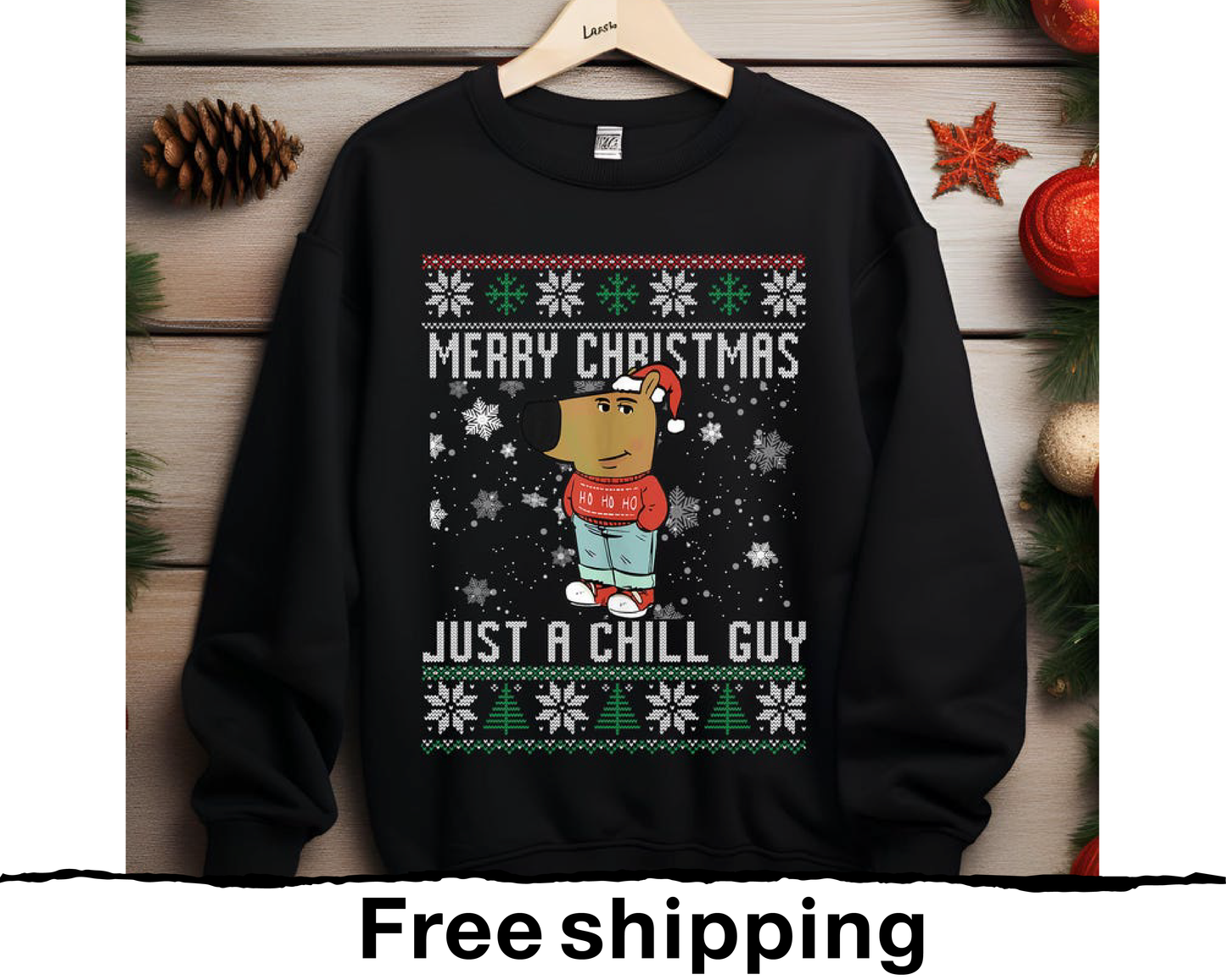 Merry Christmas Just A Chill Guy Meme Shirt