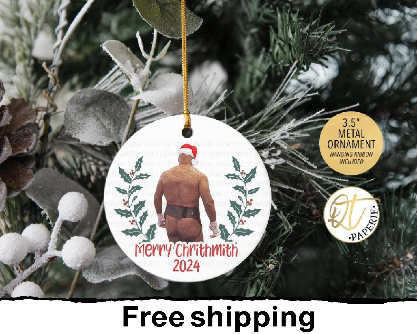 Funny Mike Tyson Booty Christmas Ornament