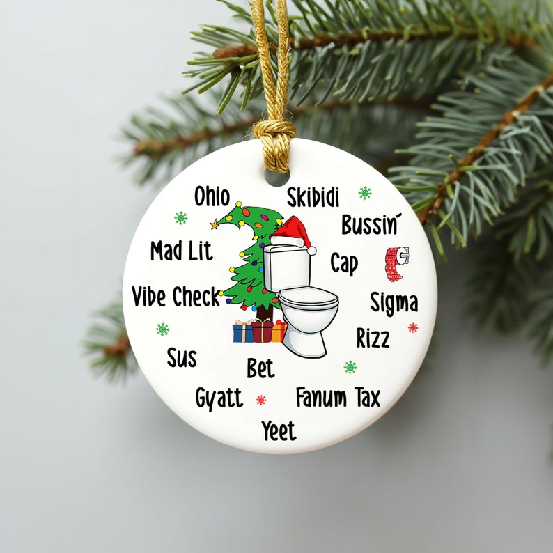 Funny Gen Alpha Slang Christmas Ornament