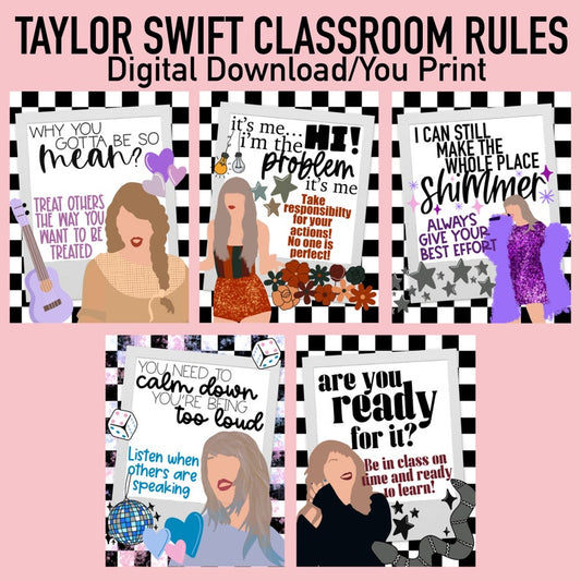 Taylor Swift Classroom Rules Digital Prints Png