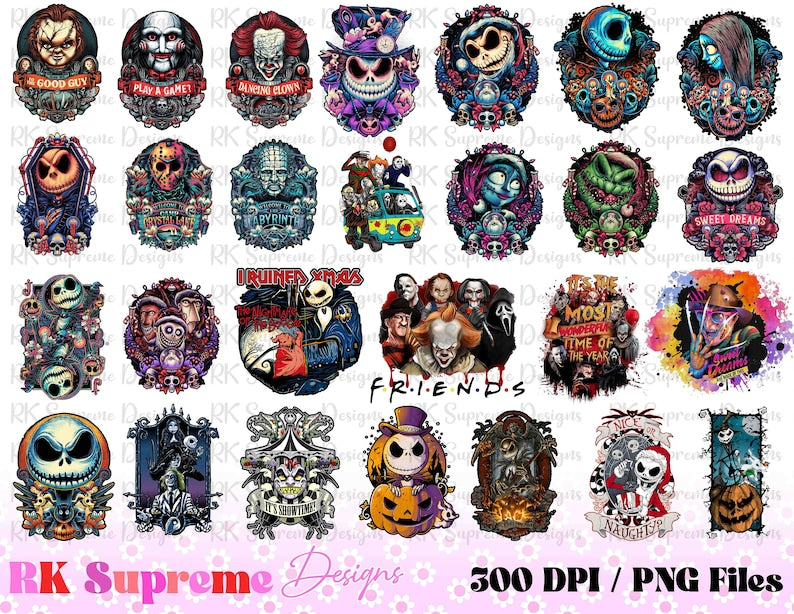 Horror Character Halloween Clipart PNG Bundle