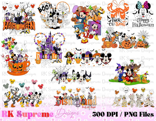 Mickey Characters Halloween Watercolor PNG