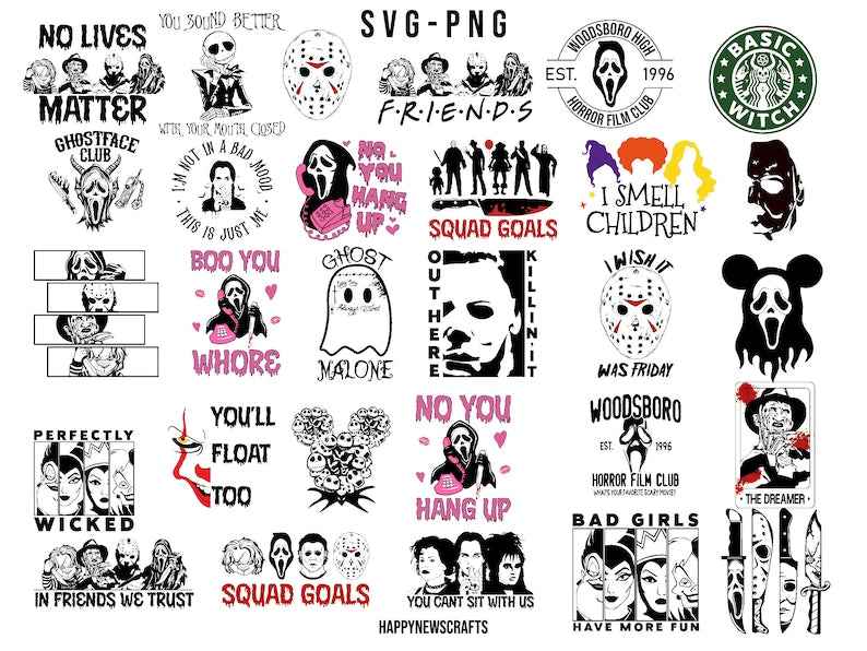 Horror Movie Characters Bundle Svg