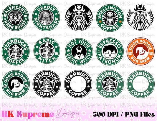Starbucks Coffee Halloween Watercolor PNG