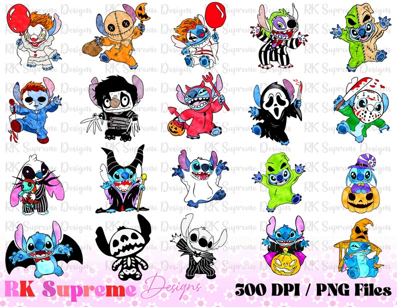 Stitch Halloween Watercolor PNG