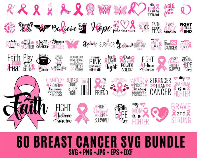 60 Breast Cancer SVG Bundle