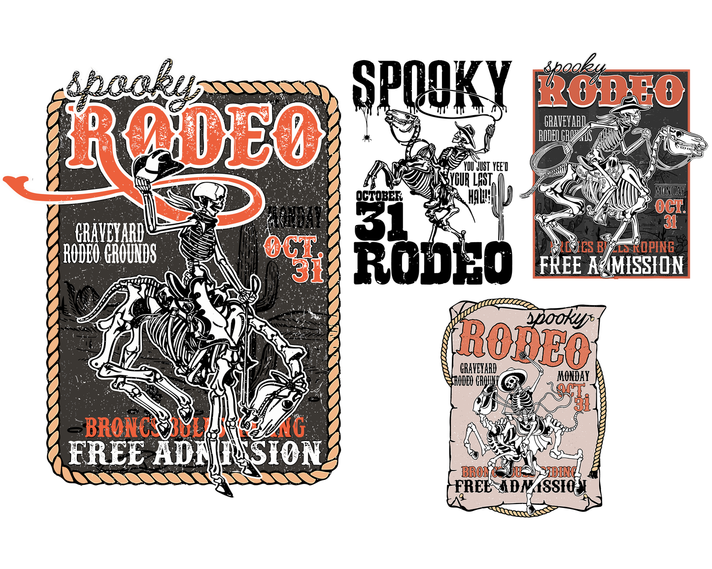 Vintage Halloween Rodeo Poster PNG