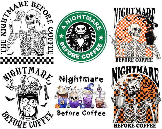 Nightmare Before Coffee Funny Skeleton Drinking Coffee Halloween Png