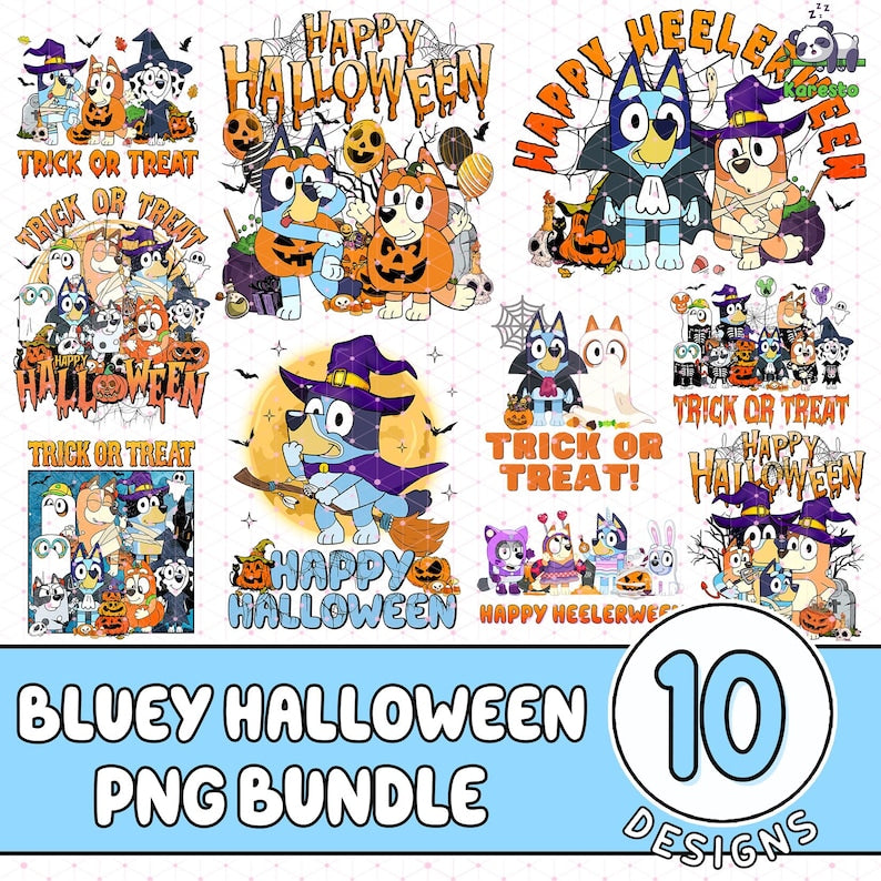 10 Bluey Halloween Png Bundle